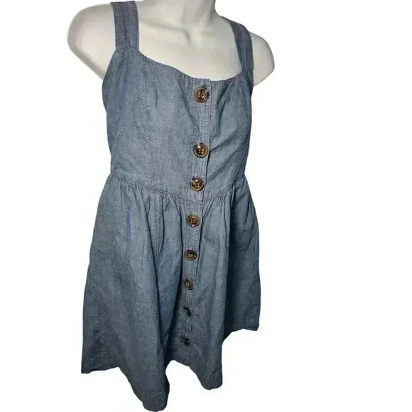 Free People Carolina Chambray Mini Dress denim button down size 6 academia - Picture 2 of 12